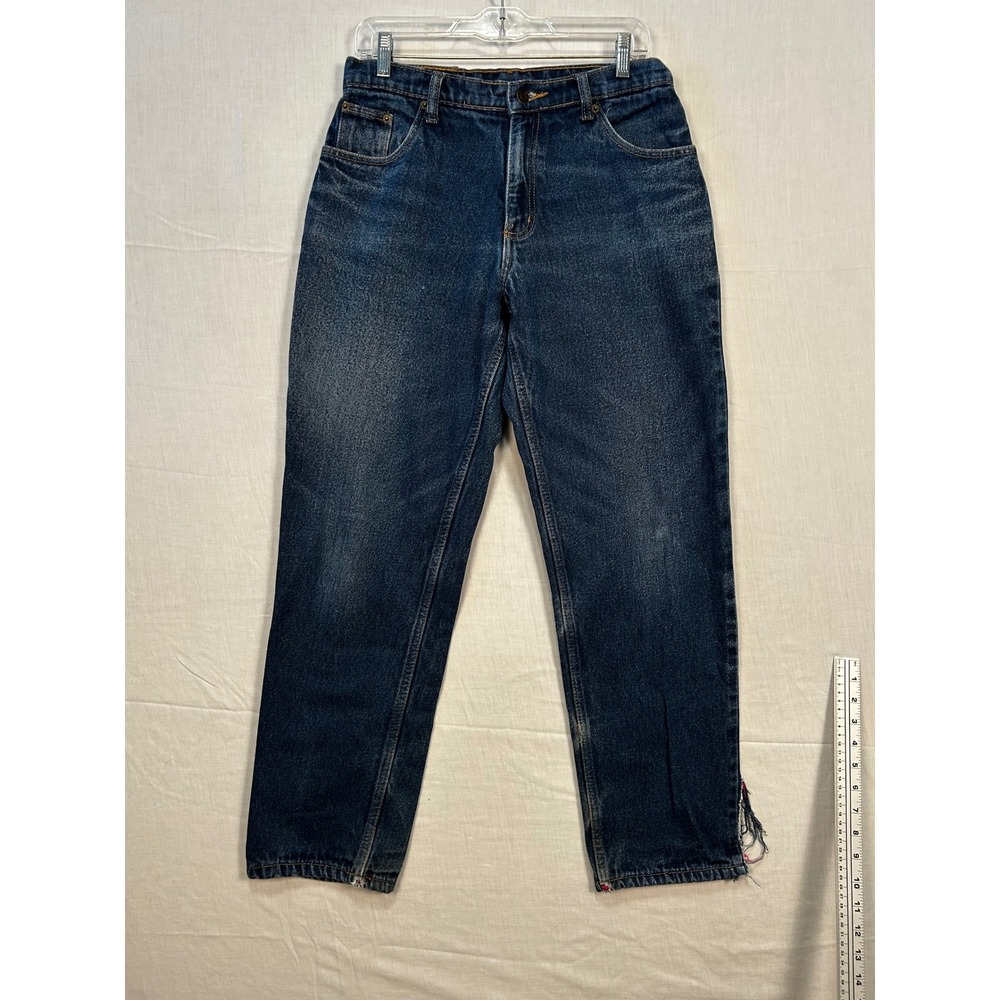 Full Blue for Her Flannel Lined Jeans Dark Wash Pink Plaid Straight Leg 10x31